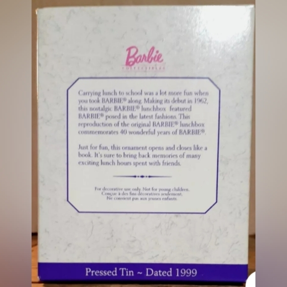 Christmas Ornament Barbie Lunchbox Hallmark Keepsake Anniversary Edition 1999 - Picture 3 of 7